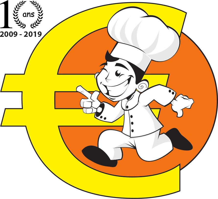Logo Eurobeignet : un chef qui court dans un symbole euro